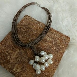 Pearl and Leather Necklace